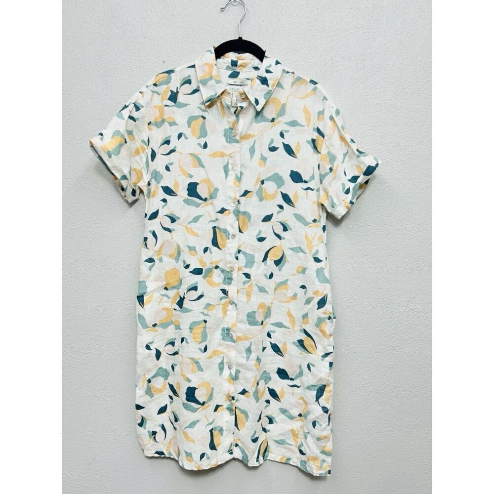 Rachel Zoe Printed Floral Linen Shirt Dress Button Down Size XS Collared